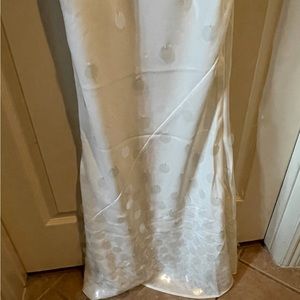 Long, off-white, sequin dress